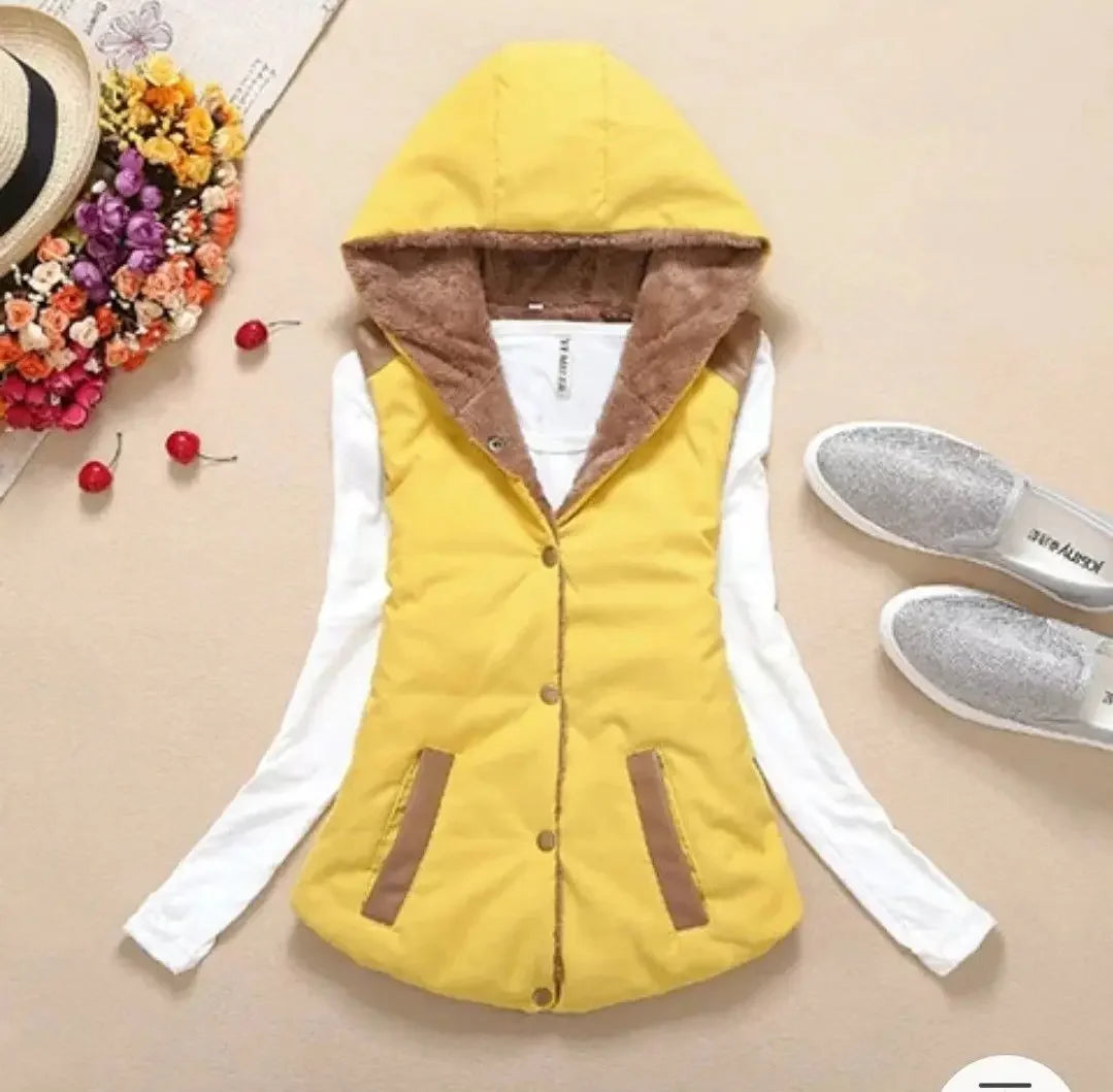 Woman Jacket Vest off-Season Clearance Autumn Winter Coral Fleece Vest Women's Hooded Jacket Chaleco Mujer