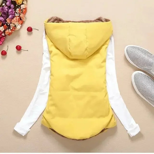 Woman Jacket Vest off-Season Clearance Autumn Winter Coral Fleece Vest Women's Hooded Jacket Chaleco Mujer