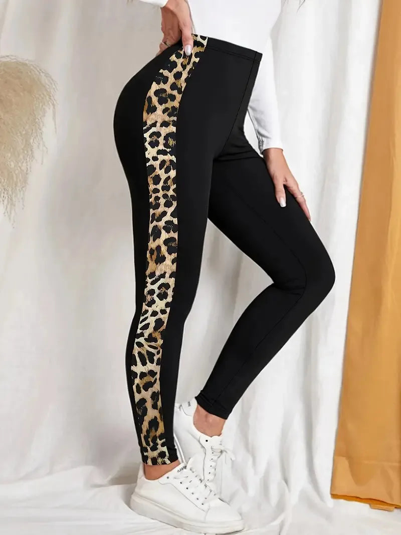 Women's Leopard Print Slim Fit Leggings Are Suitable For Outdoor Sports Elastic Pants Clothing Comfortable And Highly Elastic