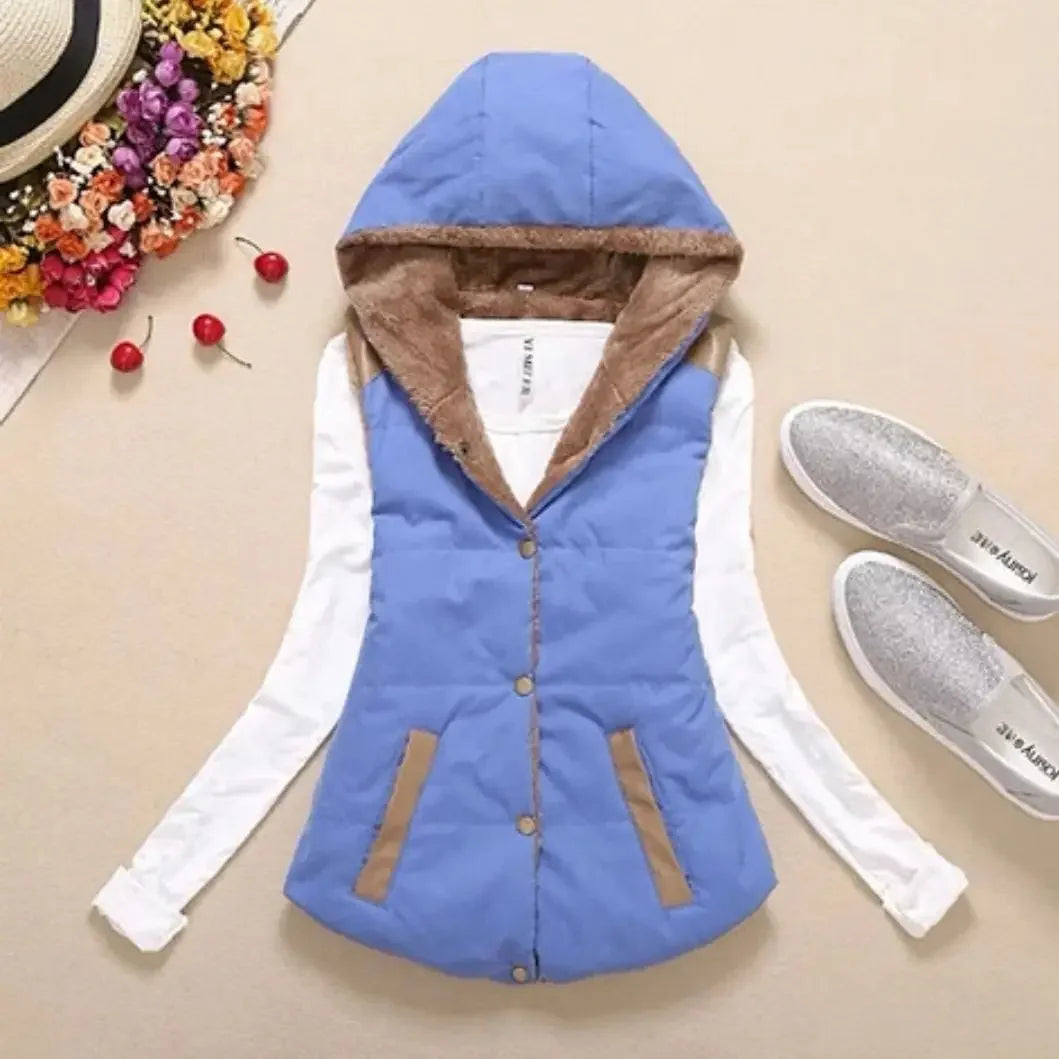 Woman Jacket Vest off-Season Clearance Autumn Winter Coral Fleece Vest Women's Hooded Jacket Chaleco Mujer