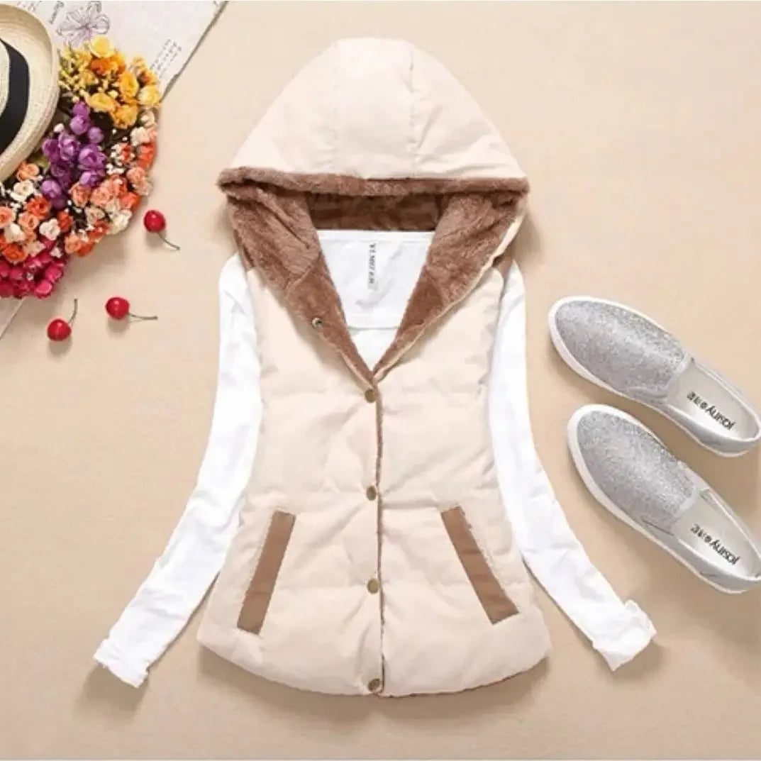 Woman Jacket Vest off-Season Clearance Autumn Winter Coral Fleece Vest Women's Hooded Jacket Chaleco Mujer