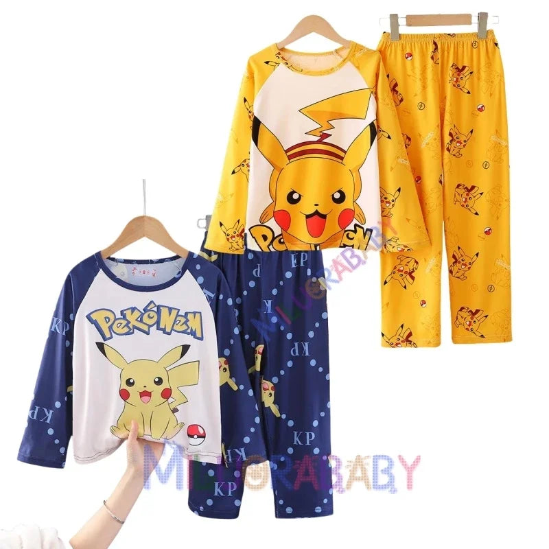 Cartoon Children's Pajamas Set Spring Autumn Long Sleeved Pants Boys Girls Printed Pullover Two-piece Homewear Set Sleepwear