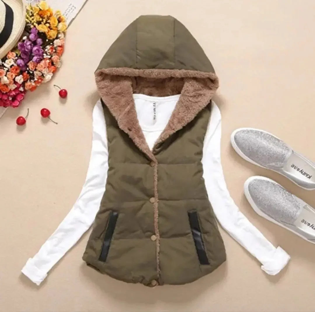 Woman Jacket Vest off-Season Clearance Autumn Winter Coral Fleece Vest Women's Hooded Jacket Chaleco Mujer