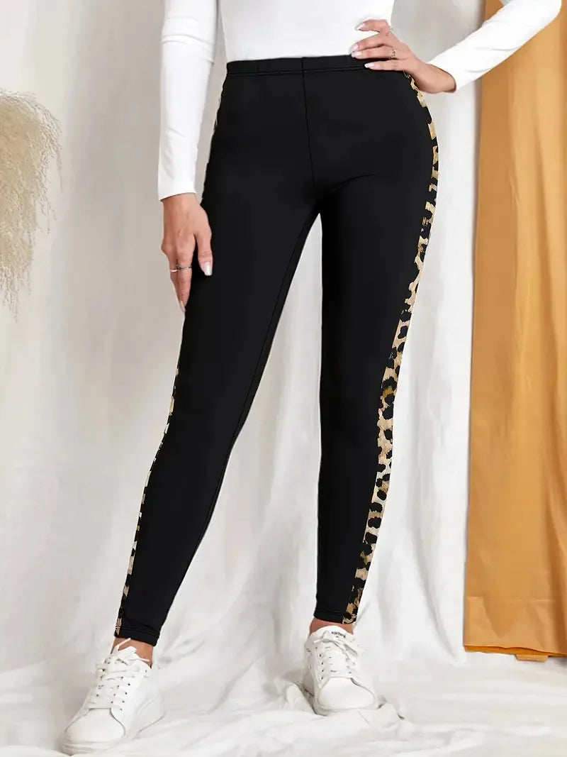 Women's Leopard Print Slim Fit Leggings Are Suitable For Outdoor Sports Elastic Pants Clothing Comfortable And Highly Elastic