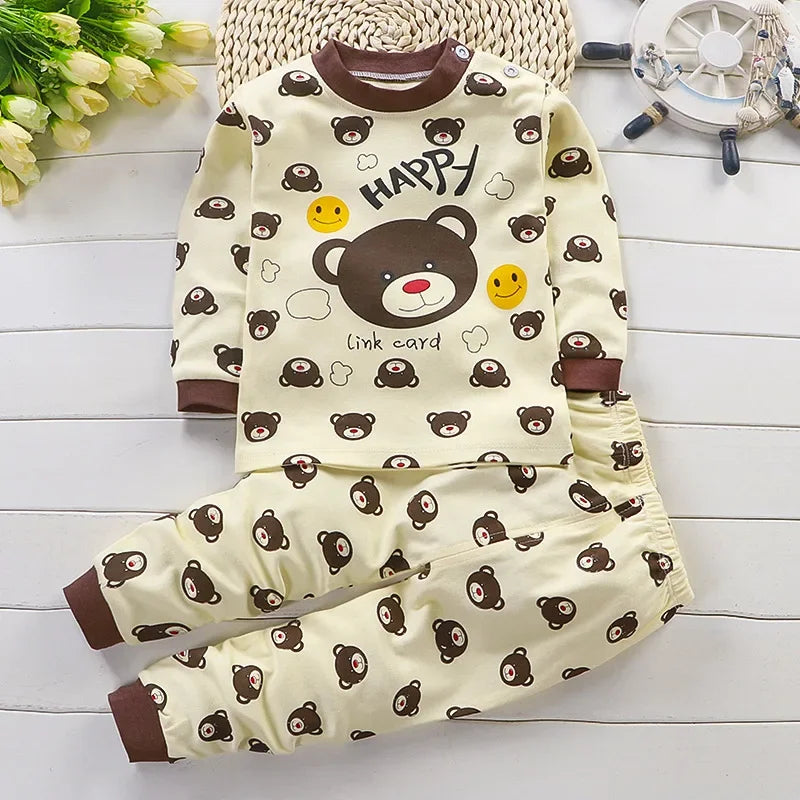 Children's Clothing Spring and Autumn Catoon Underwear Set Baby Boys Girls Cotton Pajamas