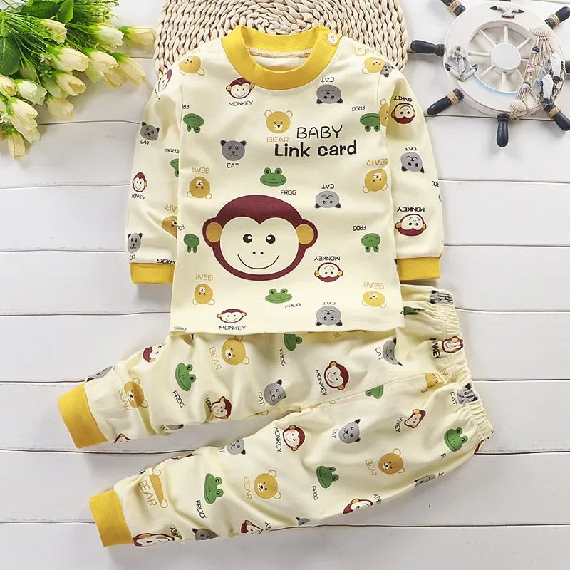 Children's Clothing Spring and Autumn Catoon Underwear Set Baby Boys Girls Cotton Pajamas