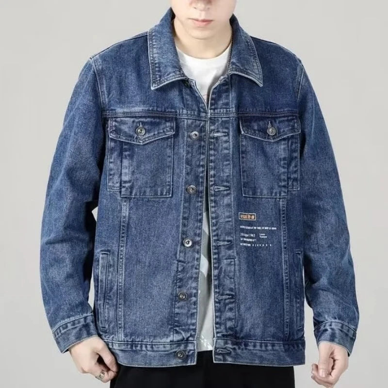 Men's Black Jeans Jacket Autumn Mens Denim Jackets Jens Man Cowboy Clothes Man Cowboy Punk Rock Jackets for Men Blouse Work Wear