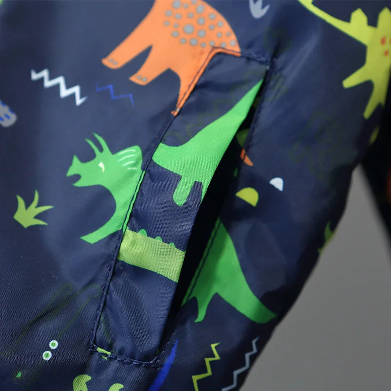 Boys Jackets Spring Autumn Kids Zipper Thin Windbreaker Coat Casual Cartoon Dinosaur Baby Outerwear Children Clothes 2-8 Years