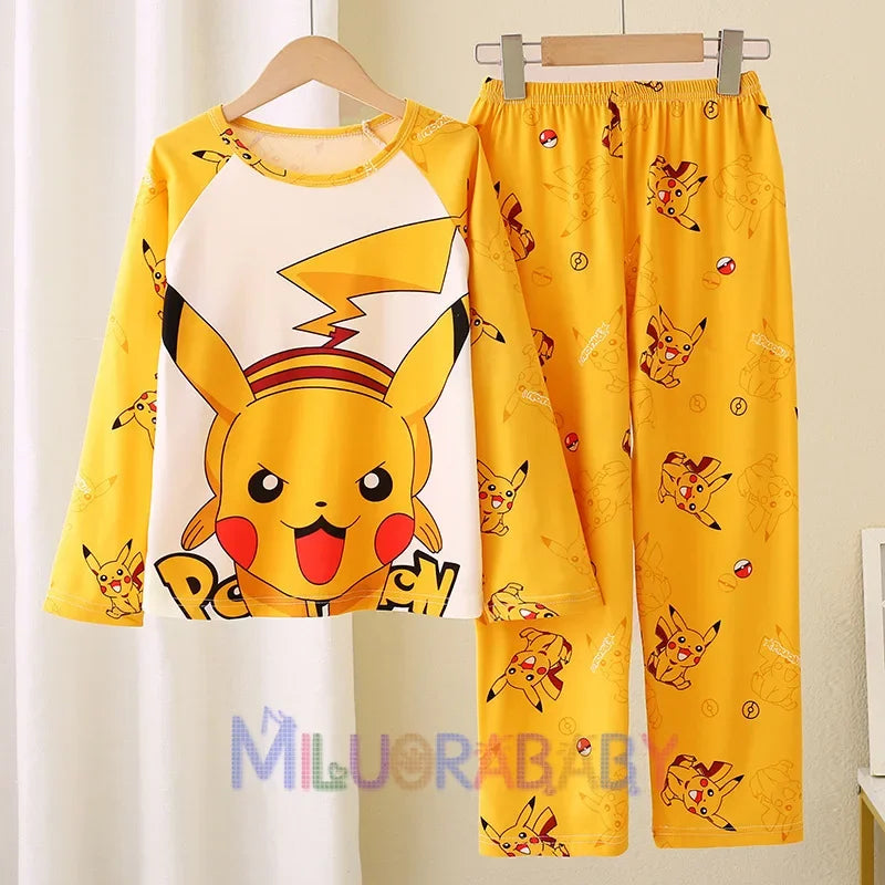 Cartoon Children's Pajamas Set Spring Autumn Long Sleeved Pants Boys Girls Printed Pullover Two-piece Homewear Set Sleepwear