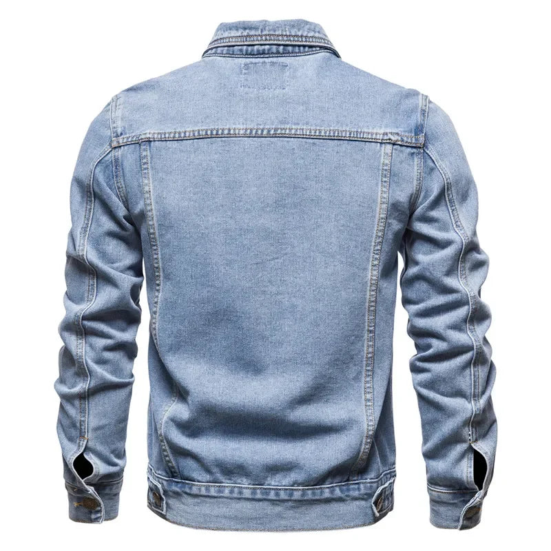 Denim Jacket Men Fashion Motorcycle Jeans Jackets Mens Causal Oversized Cotton Casual Black Blue Denim Jacket Man Outerwear Coat