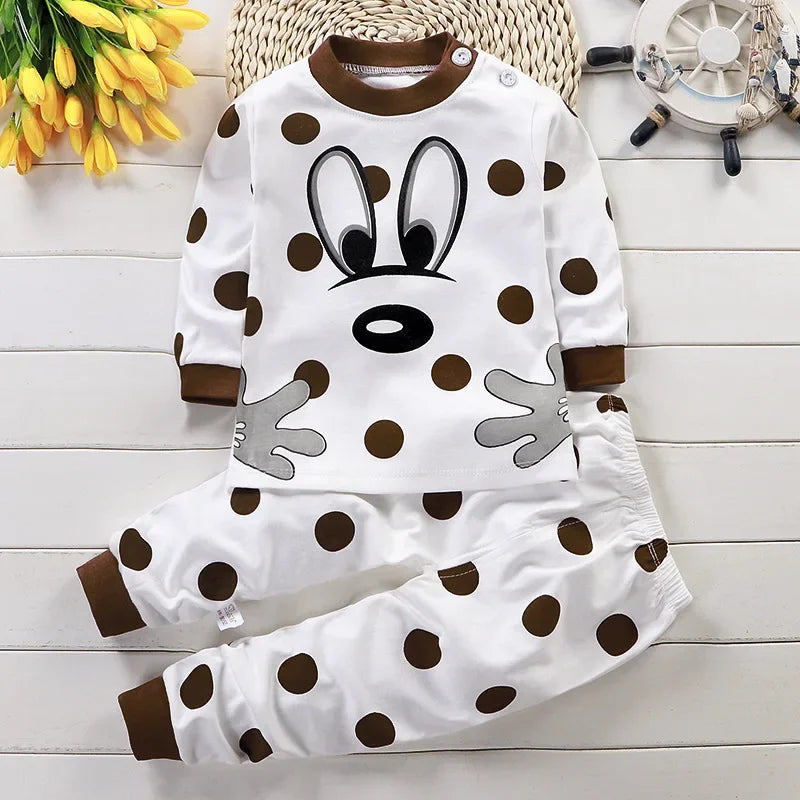 Children's Clothing Spring and Autumn Catoon Underwear Set Baby Boys Girls Cotton Pajamas