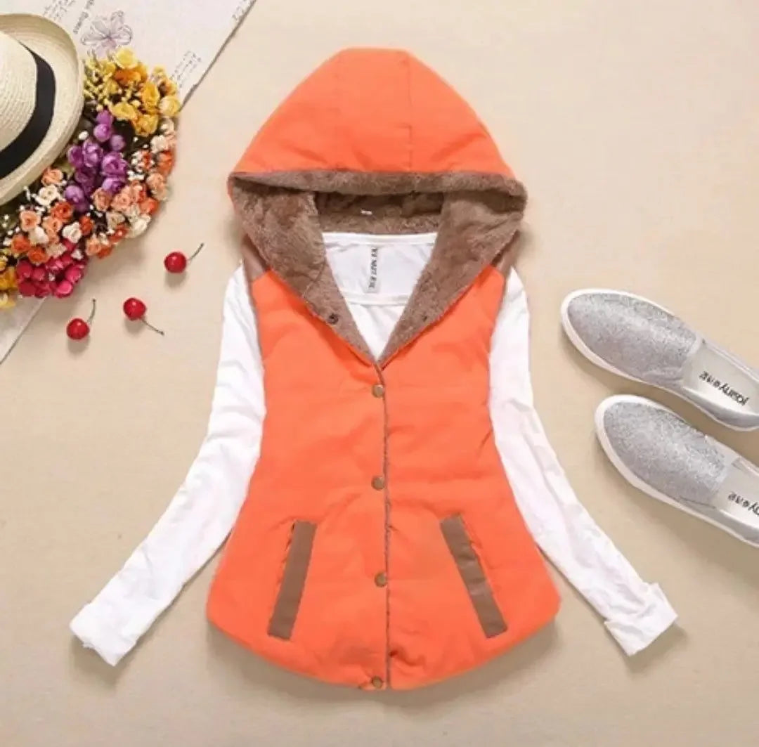 Woman Jacket Vest off-Season Clearance Autumn Winter Coral Fleece Vest Women's Hooded Jacket Chaleco Mujer